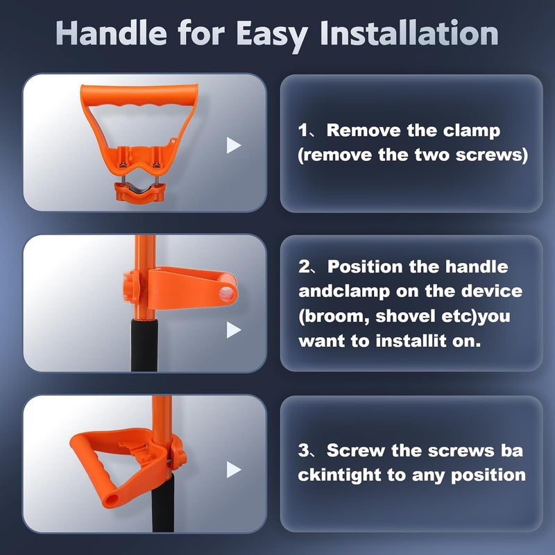 ABtool Heavy Duty Snow Shovel for Driveway with Assisted Handle, Ergonomic Snow Pusher for Removing Snow & Ice with 70" Long Handle, 13inch Blade Metal Shovel for Car, Driveway, Outdoor, Emergency - Image 4
